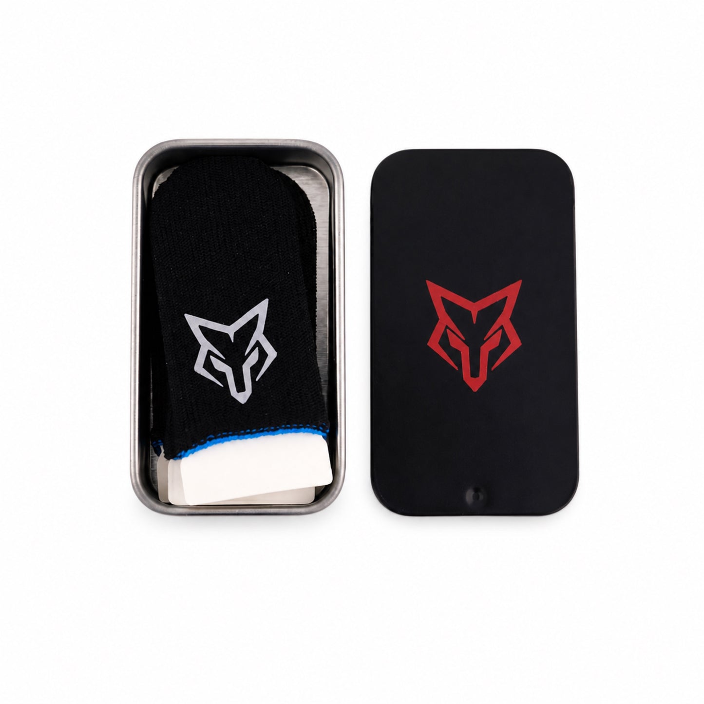 (blue) Sarafox V6 Finger Sleeves with Storage Tin — 2 Pairs