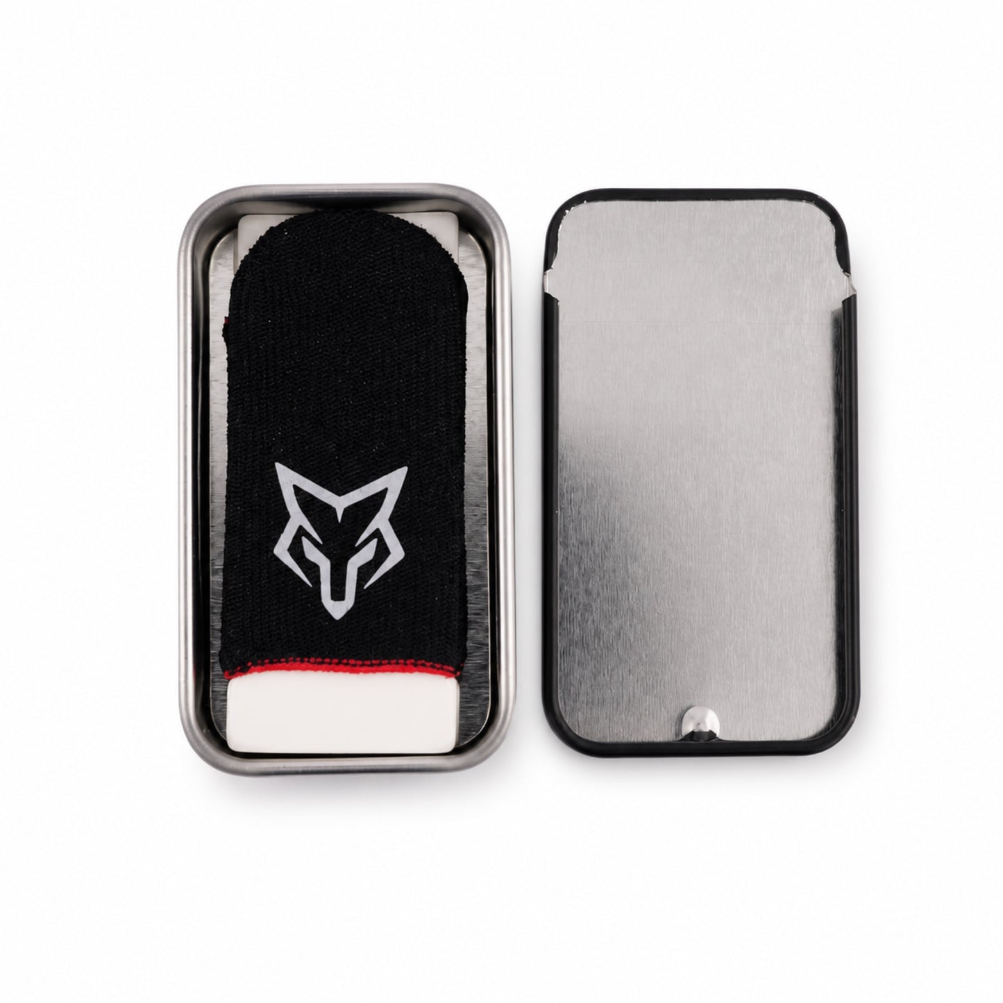 (Red) Sarafox V6 Finger Sleeves with Storage Tin — 2 Pairs