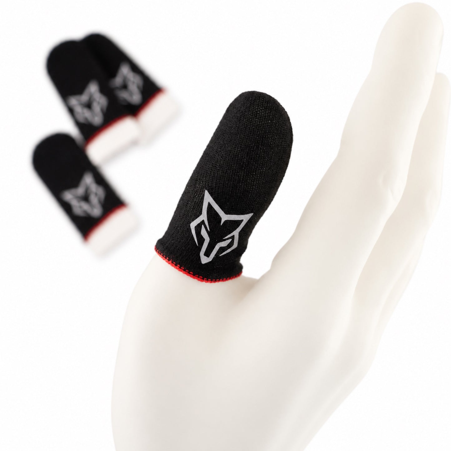 (Red) Sarafox V6 Finger Sleeves with Storage Tin — 2 Pairs